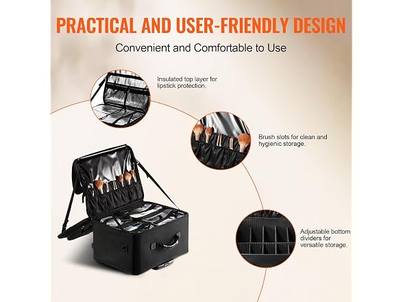 VEVOR Rolling Makeup Train Case Large