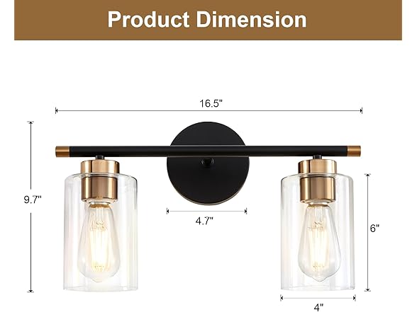 Black Bathroom Light 2-Light Vanity