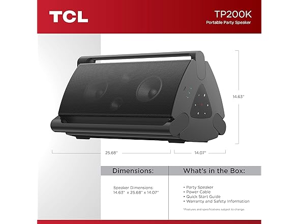 TCL TP200K Portable Bluetooth Party Speaker