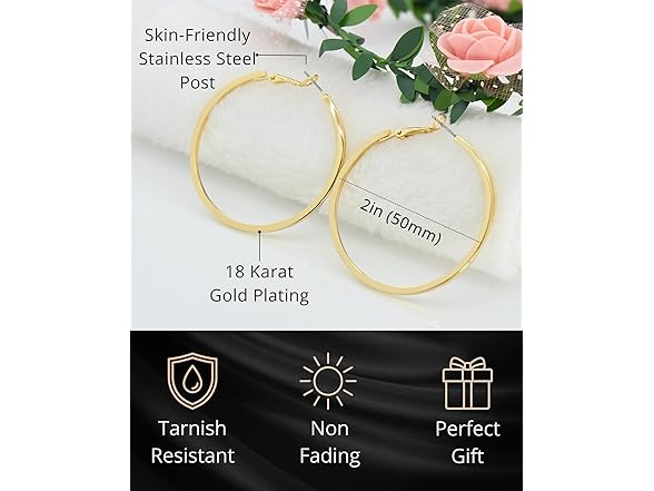 Swogue Gold 50mm Hoop Earrings 18K