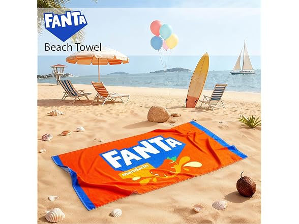 Idea Nuova Fanta Beach Towel, 30"x60" Large Orange