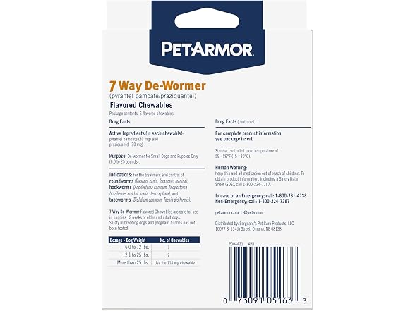 PetArmor 7 Way De-Wormer for Dogs, Oral Trea