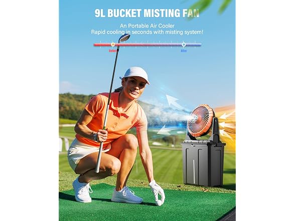 Ausic 9L 10" Bucket Portable Misting Fan