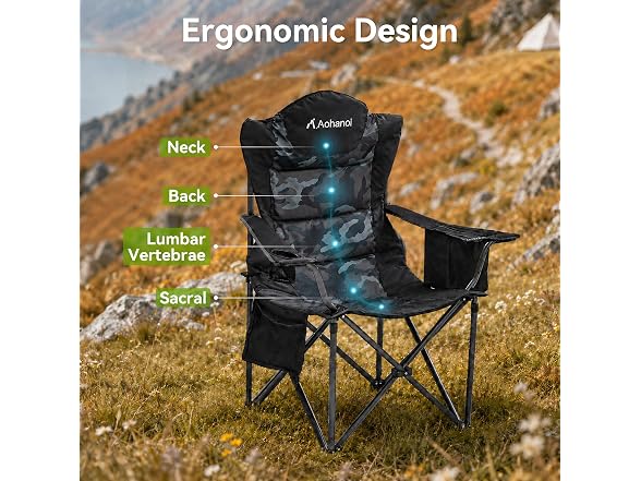Aohanoi 2 Pack Black Camo Camping Chairs