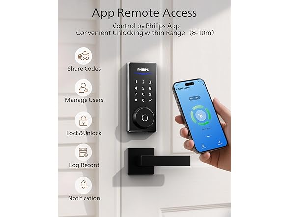 Philips DDL240X-1HB Bluetooth Fingerprint Smart Deadbolt