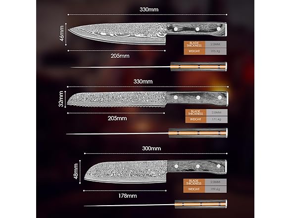 Kuwata Damascus Knife Set