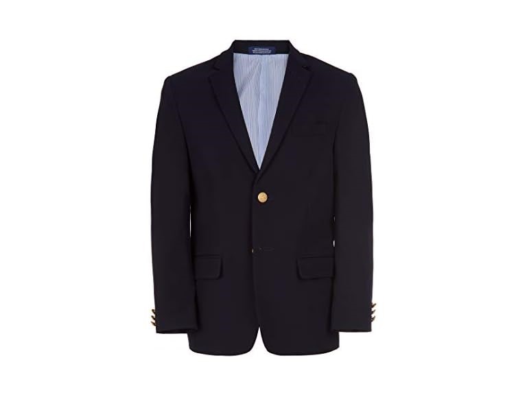 IZOD Boys' Big Brass Button Blazer Jacket, Blue Indigo, 12