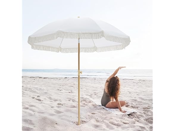 6.5FT Boho Patio Umberlla Cream
