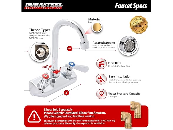 DuraSteel Commercial Hand Sink Faucet