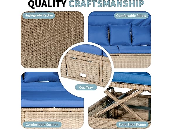 Merax 4 Piece Wicker Patio 4 Seater Sofa Set