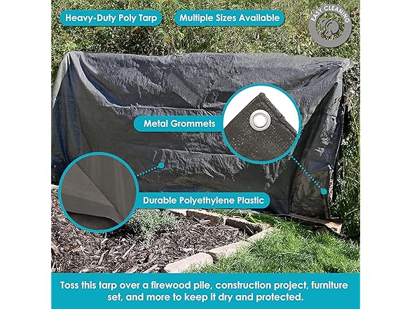 Sunnydaze 9 x 12 Foot Plastic Reversible Tarp, Gray
