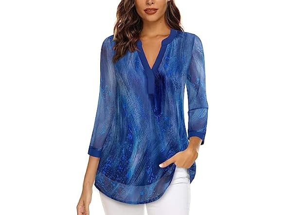 Women’s V Neck 3/4 Sleeve Tunic Top