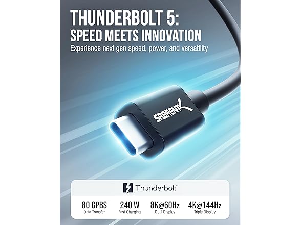 SABRENT CB-T5M1 Thunderbolt 5 Certified Cable 3ft