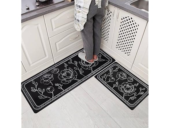 ROTTOGOON Kitchen Floor Mat 2Pk Black