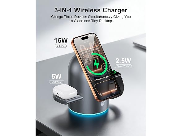 QUZUDN 3 in 1 Wireless Charging Station