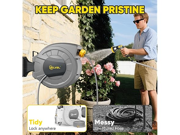 SILVEL 1/2 in x 110 FT Retractable Garden Hose Reel