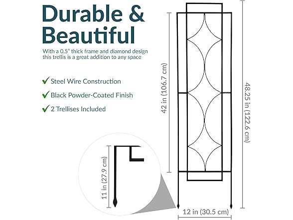 Sunnydaze 2-Piece Chic Diamonds Garden Trellis