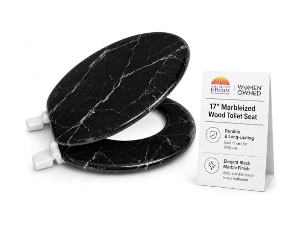 American Dream 17" Marbleized Wood Toilet Seat ? B