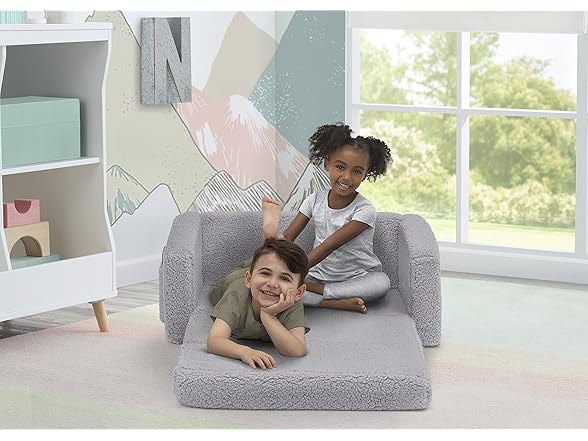 Delta Children Cozee Flip-Out Sherpa 2-in-1 Convertible Sofa to Lounger