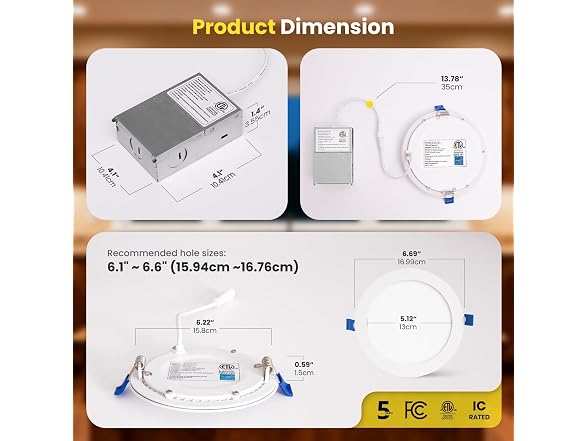6" Recessed Lights 4 Pack 3000/4000/5000K