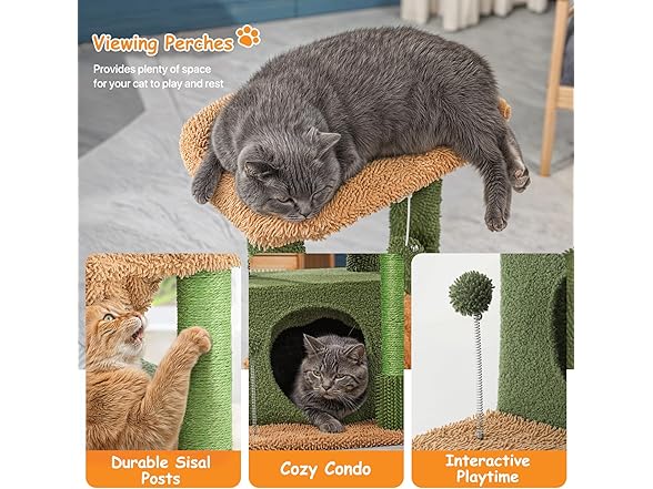 Athena Collection Small Cat Tree Tower with Scratching Post
