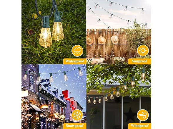 Brightever 50FT Outdoor String Lights Waterproof