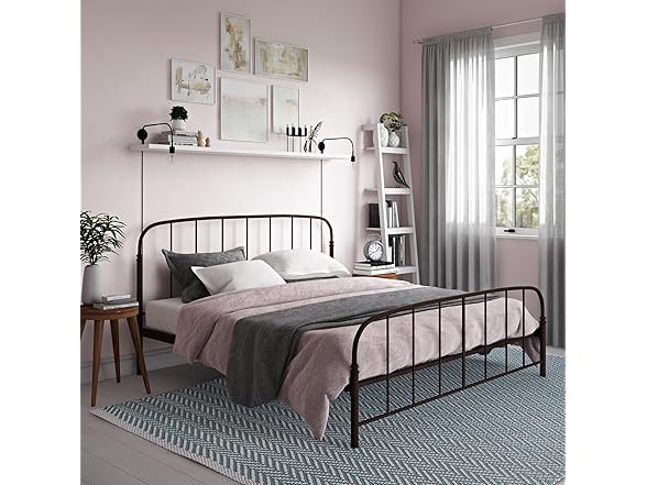 DHP Lafayette Metal Platform King Bed with Rustic Style