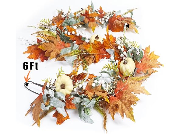 TISEMENT 6FT Fall Pumpkin Garland