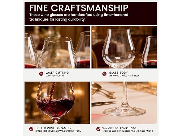 Genicook Wine Glasses Set Of 6 17 OZ