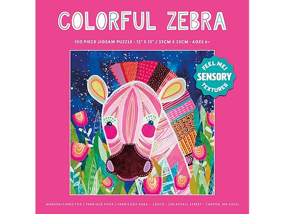 Sensory Textures Colorful Zebra Puzzle