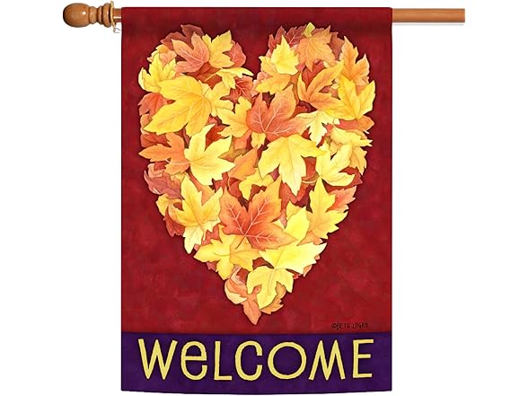 Toland Leaf Heart Fall Flag, 28x40