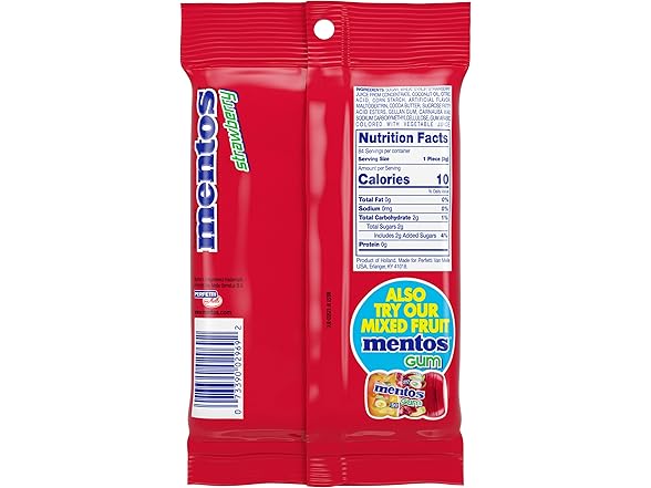 6CT Mentos Strawberry Chewy Mint Candy Roll