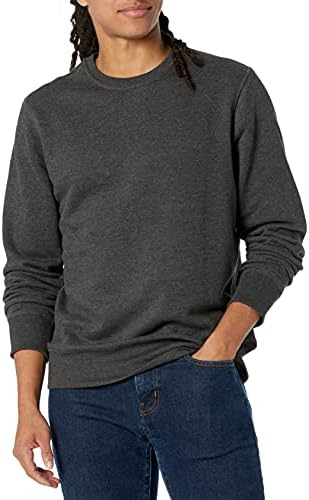 Amazon Essentials Men's Fleece Crewneck Sweatshirt , Charcoal Heather, Large
