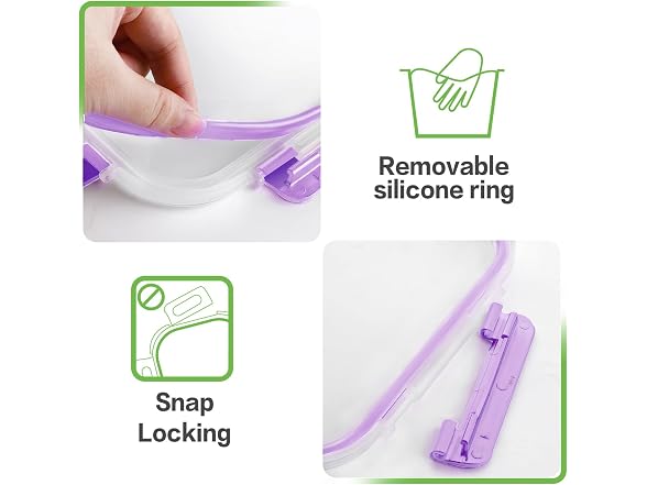 HOMBERKING 8-Pk 36oz Large Glass Meal Prep Containers, Purp