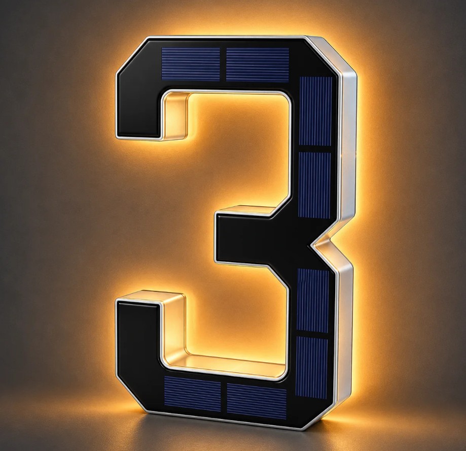 Infinite Basics Solar LED House Number Sign – 6.7" (0-9, A-D) - Gallery 18
