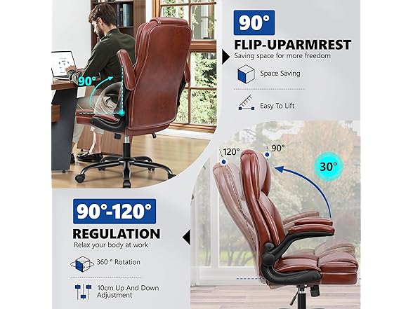 PU Leather Executive Office Chair, Ergonomic Mid-Back Comput (Open Box)