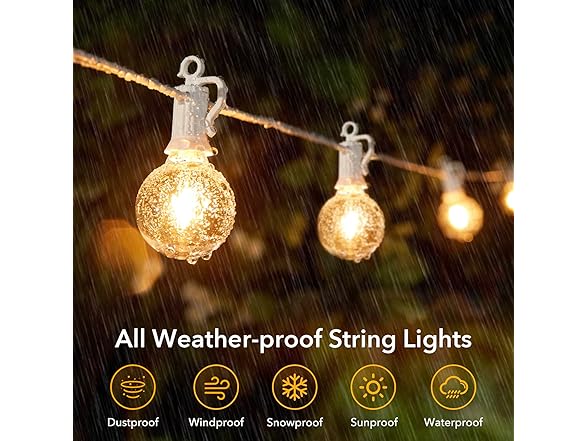 Brightown Outdoor String Lights, 50FT White - Gallery 4