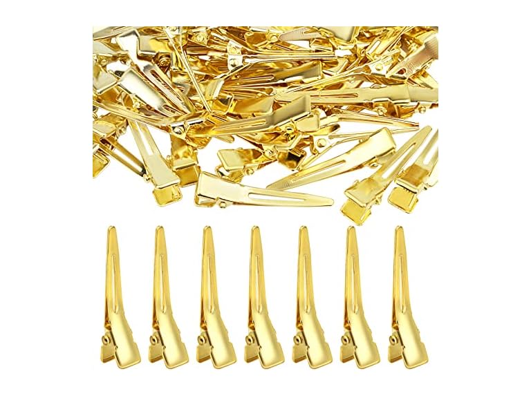 100pcs 1.4 Inches (3.5 cm) Golden Single Prong Curl Clips