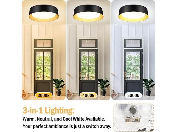 BrightHome B0D1X42CQZ 16in Ceiling Light 3/4/5000K