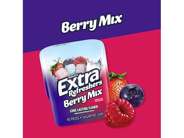 Extra Refreshers Berry Mix Gum, 40-Piece