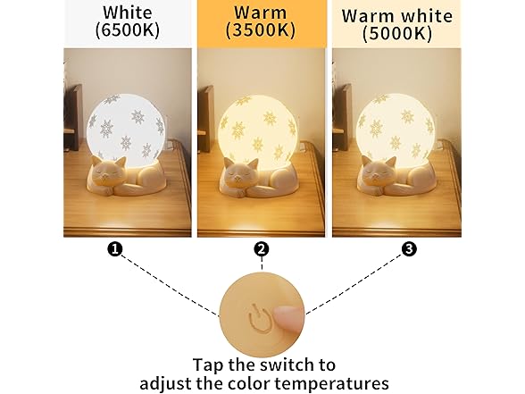 WISUCL Touch Control Rotating Cat Lamp