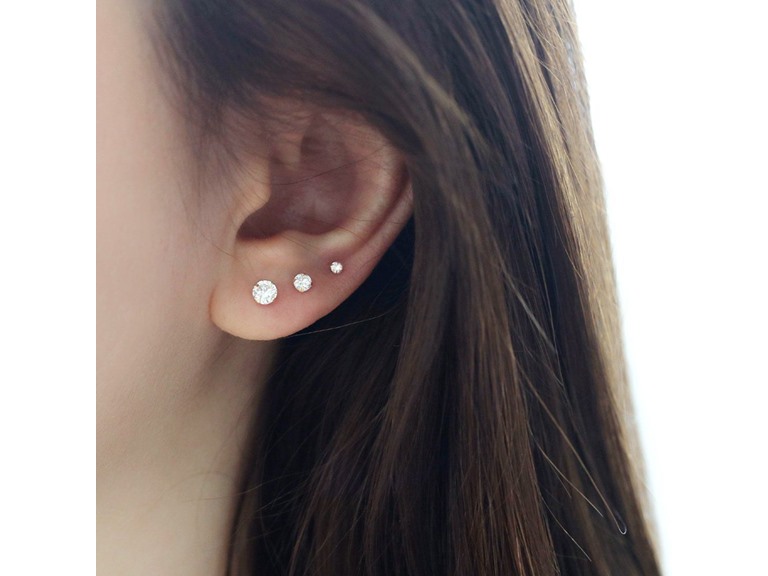 AAA IGT-DAAS-DES7001 Sterling Silver 3 Pack Studs Silver 