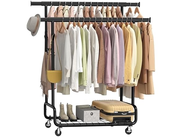 SONGMICS Clothes Rack Ink Double Rod