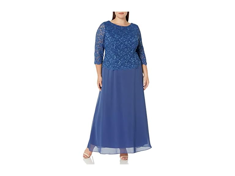 Alex Evenings Women (18 Plus) Dress Trim Wedgewood