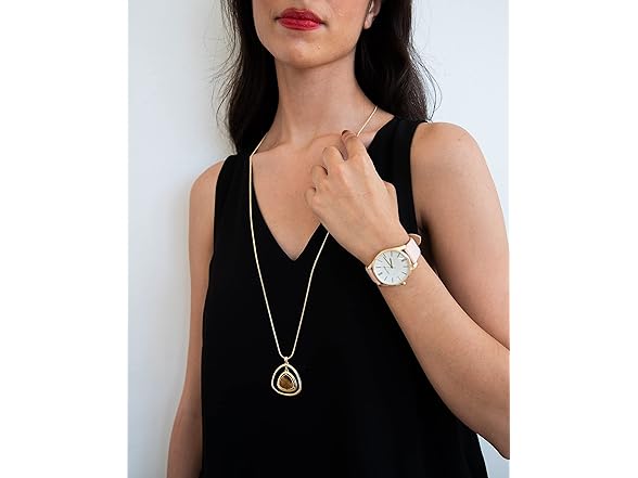 Nine West Women Gold-Tone & Pastel Pink Watch