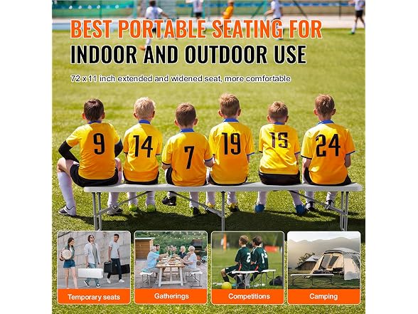 VEVOR Plastic 6' Folding Bench
