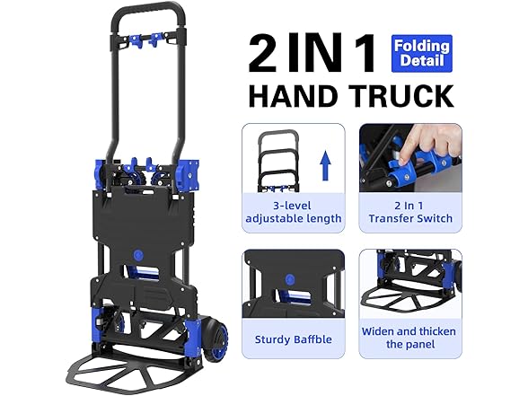 2-in-1 Folding Hand Truck Dolly 330 lb
