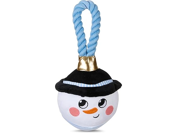 Bow Wow Pet Snowman Ornament Rope Dog Tug Toy
