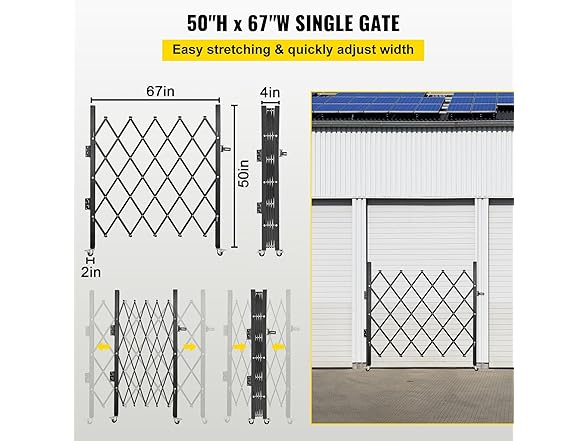 VEVOR Single Folding Security Gate, 48" H x 66" W
