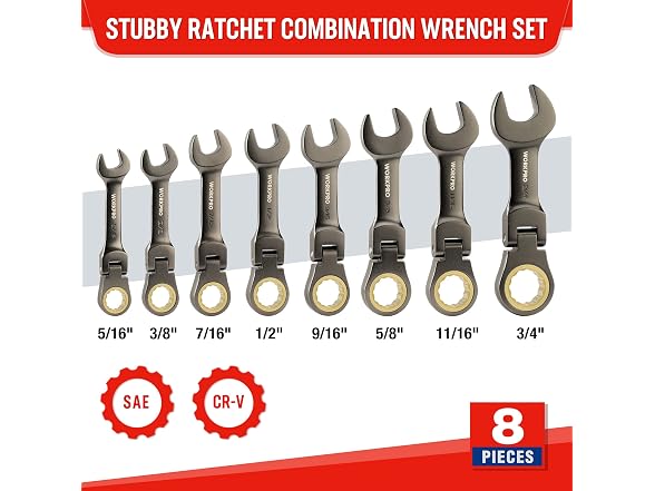 WORKPRO 8-piece Stubby Wrench Set, SAE